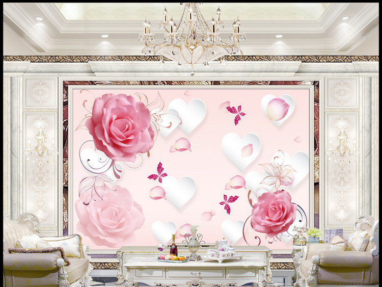 3D爱心玫瑰爱恋背景墙