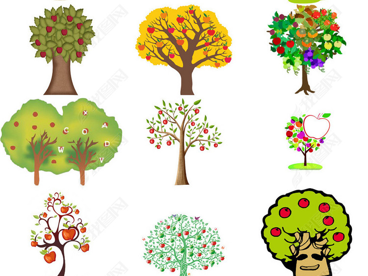 卡通苹果树免抠图片无框画素材