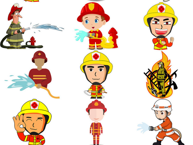 救火灭火卡通消防员人物形象免抠素材2(图片编