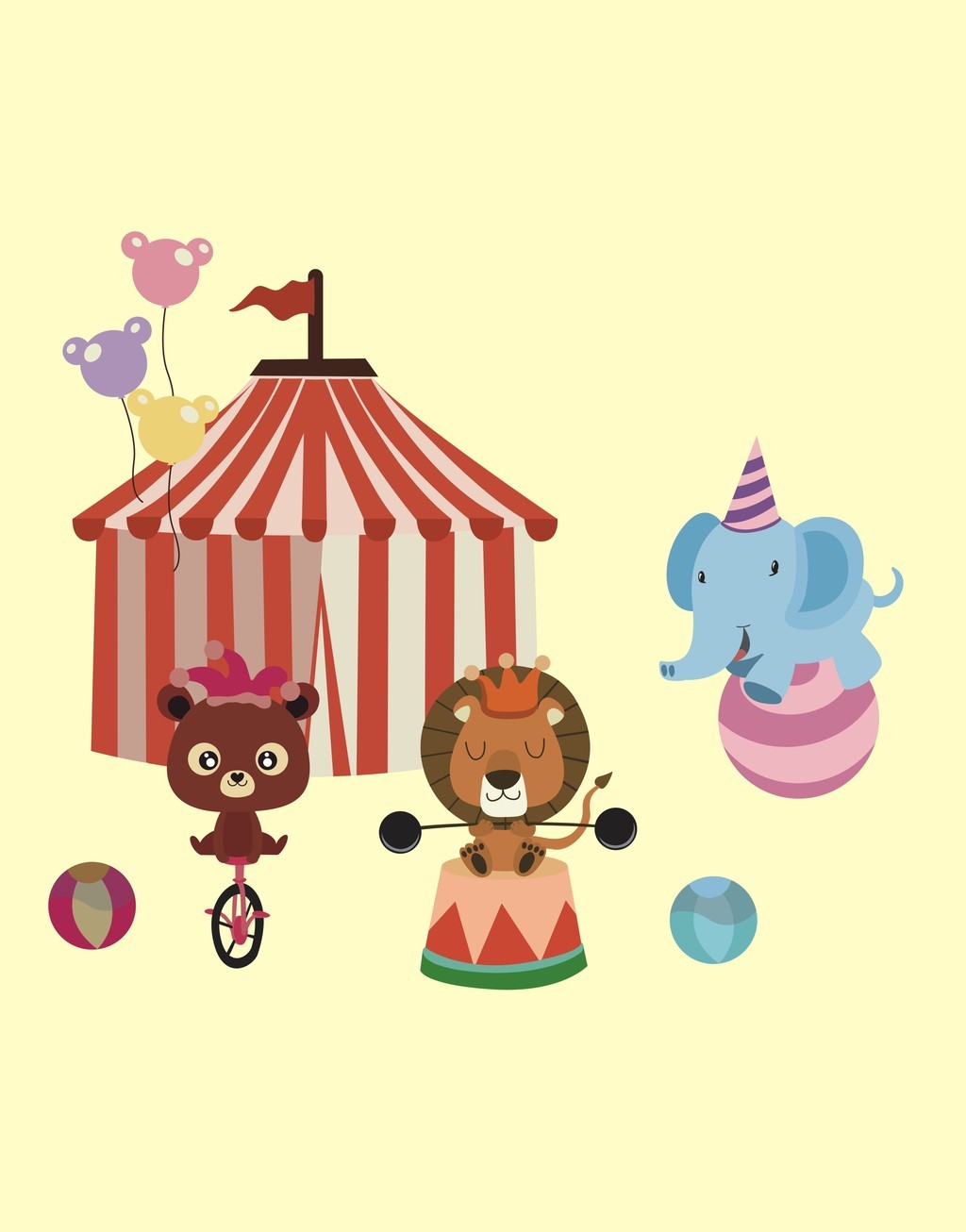 卡通图案场景画游乐场大象图片设计素材_高清