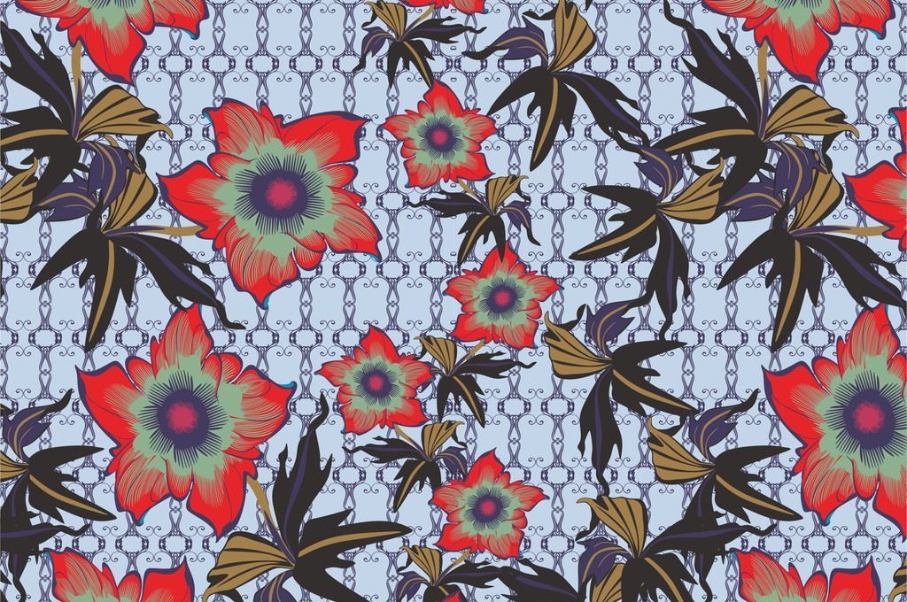 几何图形无规则图形植物花卉面料印花图案