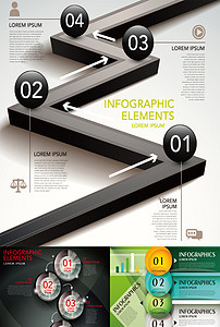 精致微立体PPT分布图走势图信息图图表模板下