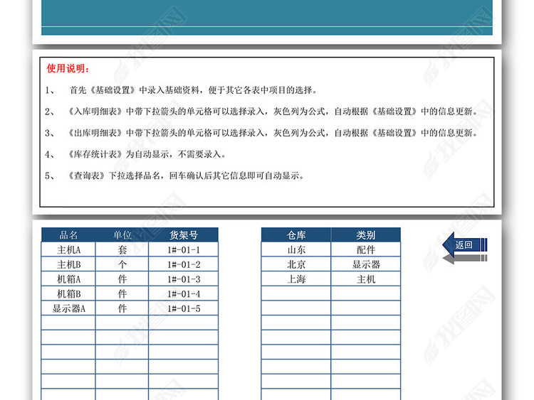 2017新版工厂进销存产品仓储出入库表格