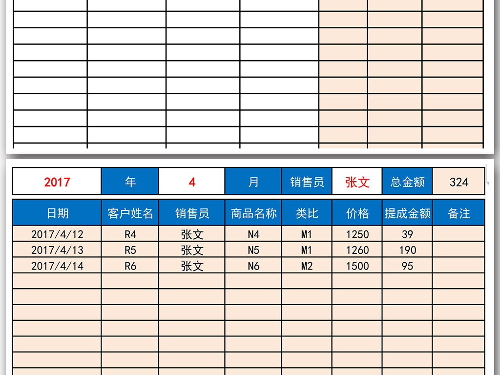 2017公司员工销售提成工资核算表格系统