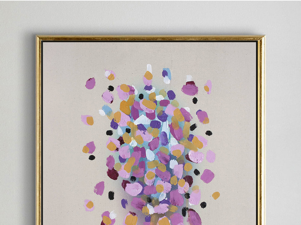 清新可爱创意粉红色波点圆点绘画抽象装饰画