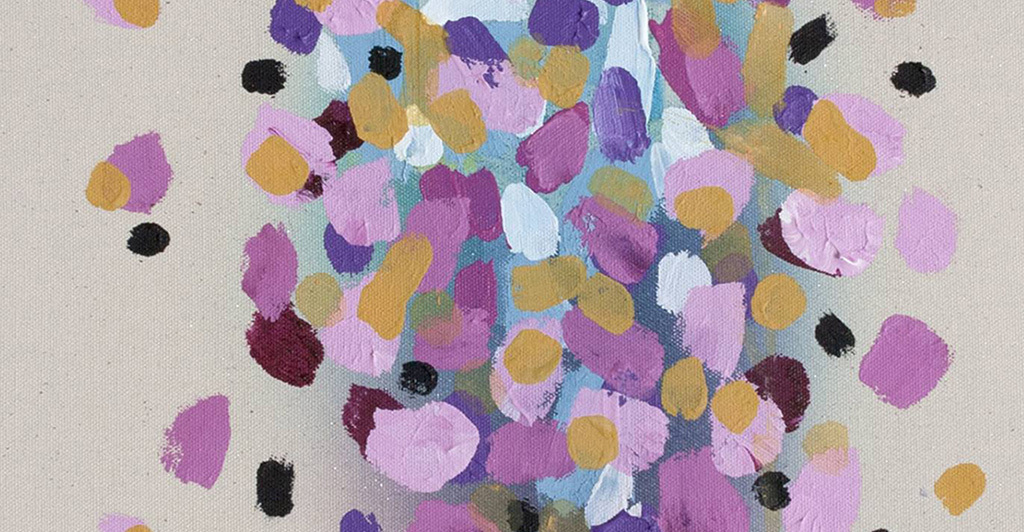 清新可爱创意粉红色波点圆点绘画抽象装饰画