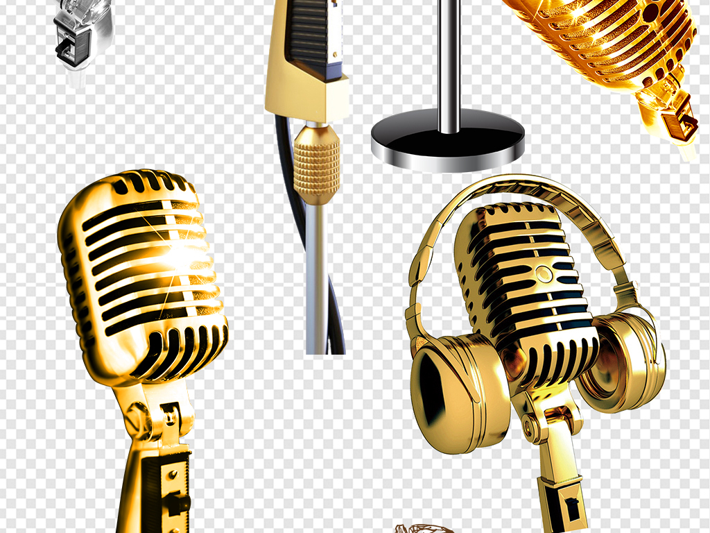 金色麦克风唱歌ktv海报素材