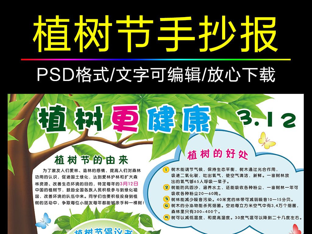 爱护环境植树节手抄报模版设计