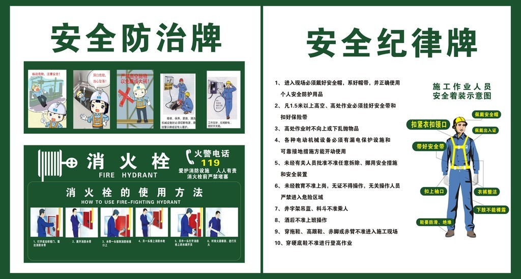 安全纪律牌消防栓使用说明安全生产图片设计素