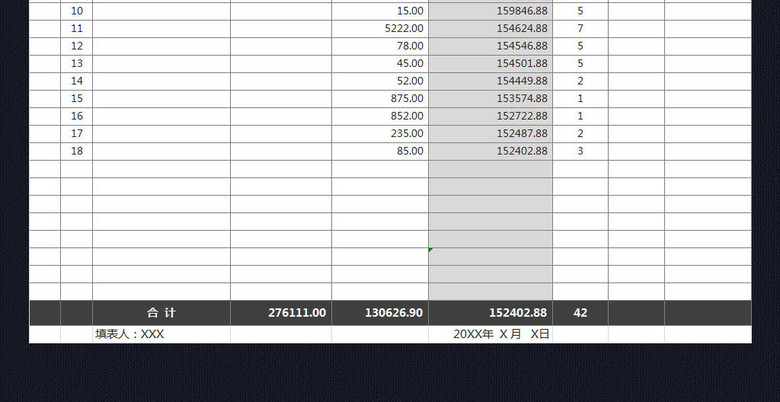 财务出纳现金收支明细表格excel模板(图片编号