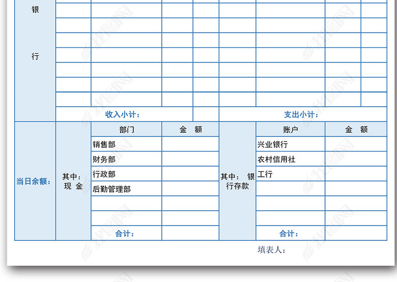 公司财务会计出纳资金日报表Excel表格图片下