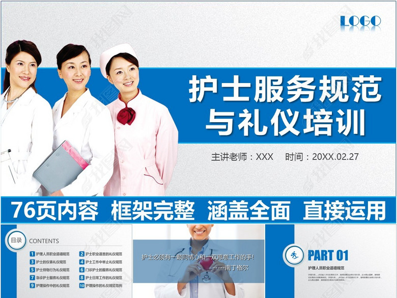 专业医院医疗护士服务规范与礼仪培训PPT模板