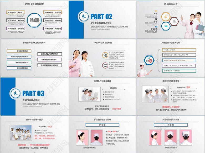 专业医院医疗护士服务规范与礼仪培训PPT模板