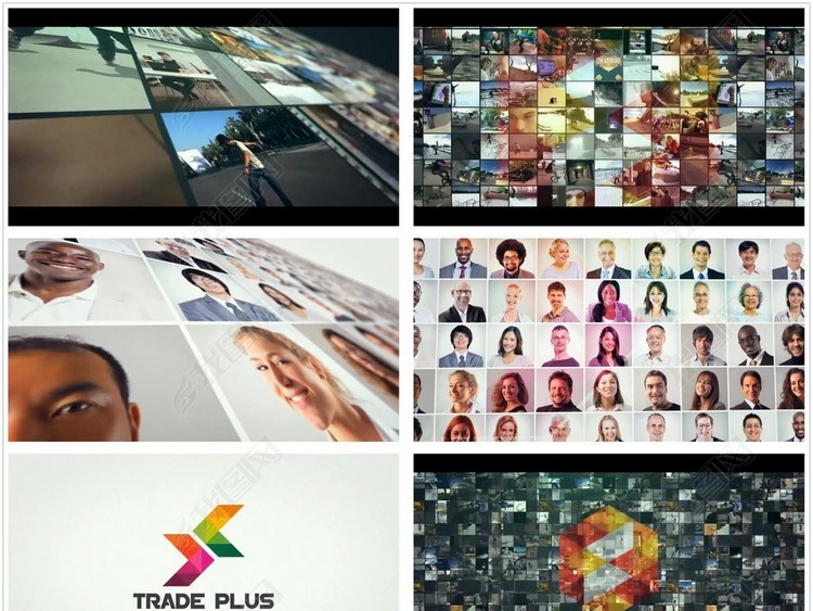 视频照片墙拼接企业标志演绎AE模板