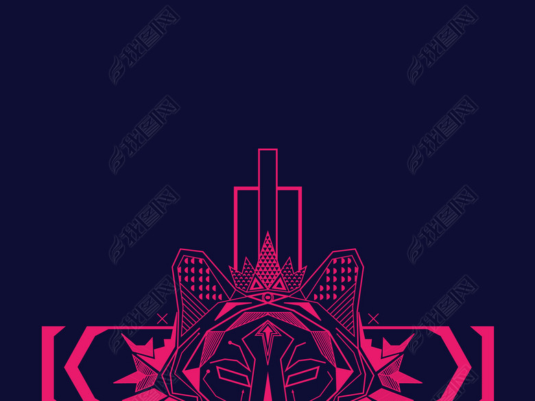 简约欧货潮牌几何老虎头动物T恤印花图案图片