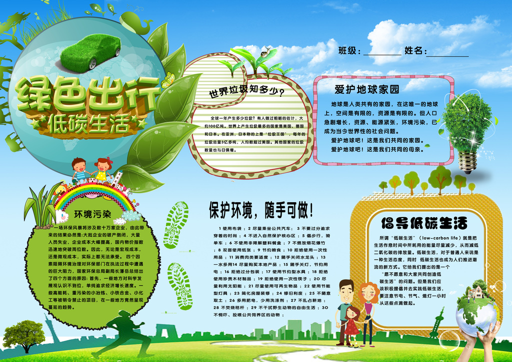 人口与地球环境手抄报_人与自然之间的协调地球日手抄报(3)
