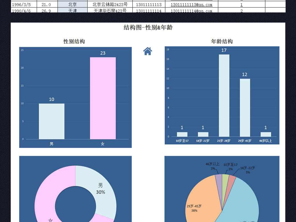 蓝色企业公司客户信息资料管理系统表格模板