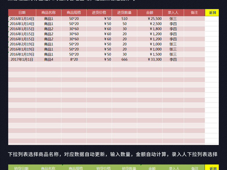 商品进销货出入库存管理系统表格excel(图片编