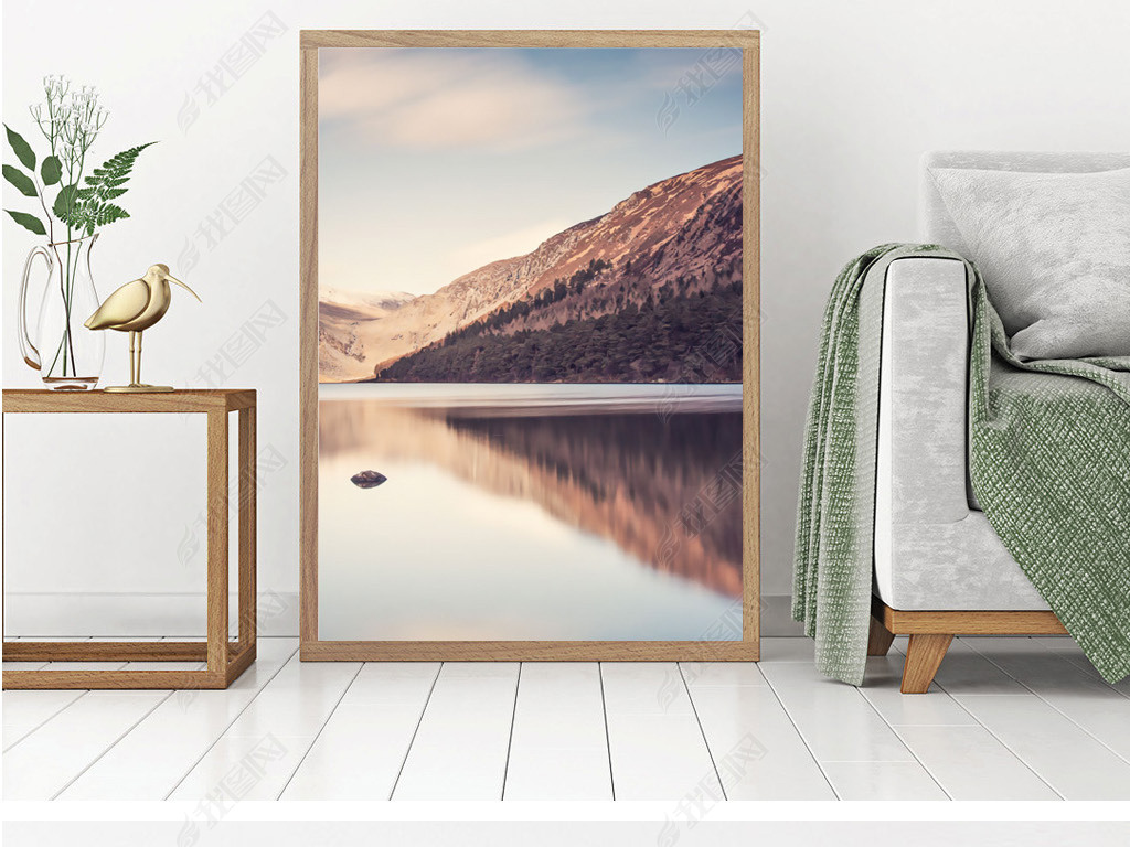 时尚英文蜻蜓山水抽象唯美装饰画