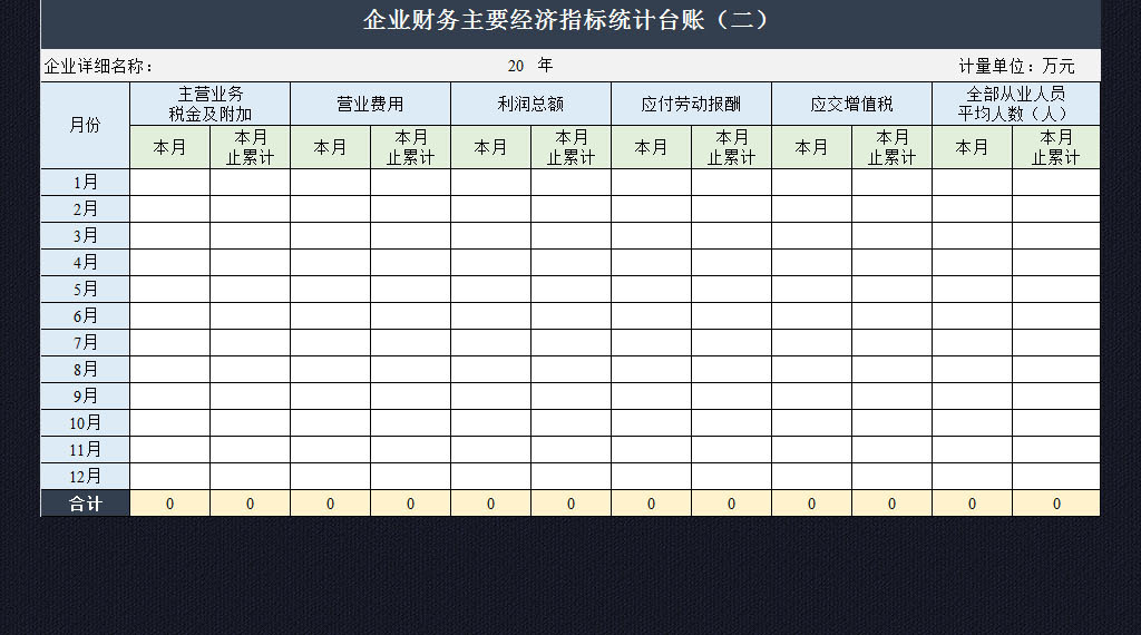 企业公司财务经济指标统计台账表格模.图片设