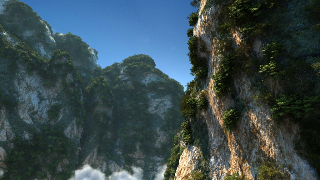 3D动画山脉山体大山秦岭泰山峡谷云海模型