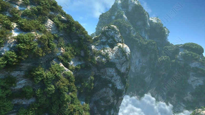 3D动画山脉山体大山秦岭泰山峡谷云海模型图