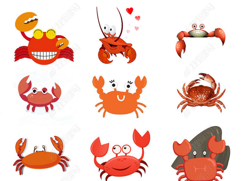 卡通螃蟹ps设计素材元素库1图片下载png素材