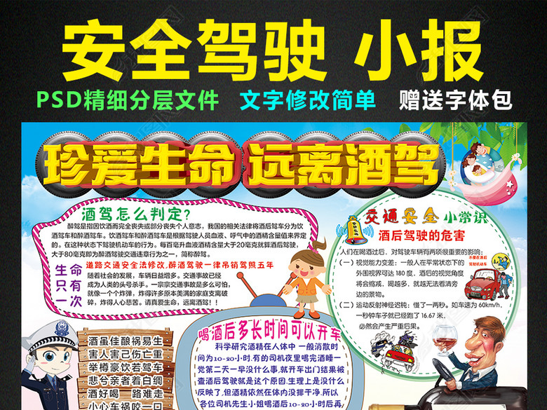 交通安全小报禁止酒驾手抄报电子小报设计图片