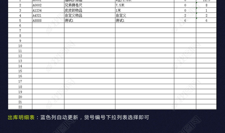 excel仓库进销存出入库存库房管理表格图片下