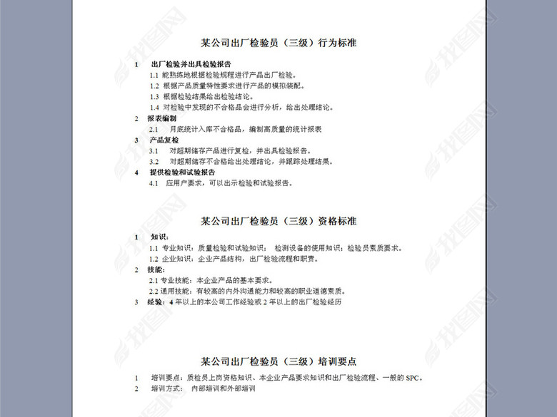 出厂检验员岗位职责说明书图片下载doc素材-岗