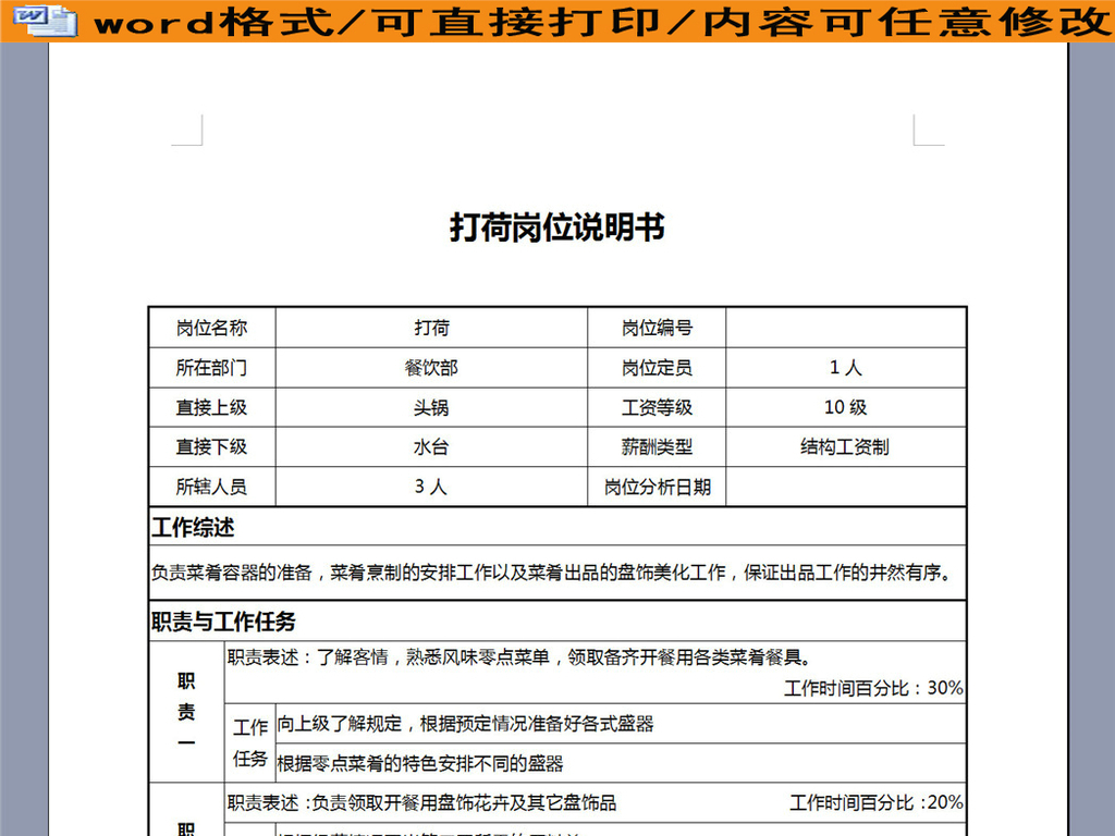 企业岗位职责说明书之出纳职位说明(可选用)