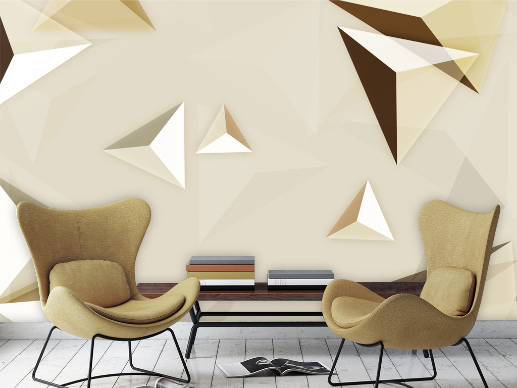 唯美现代抽象几何线条图案电视背景墙