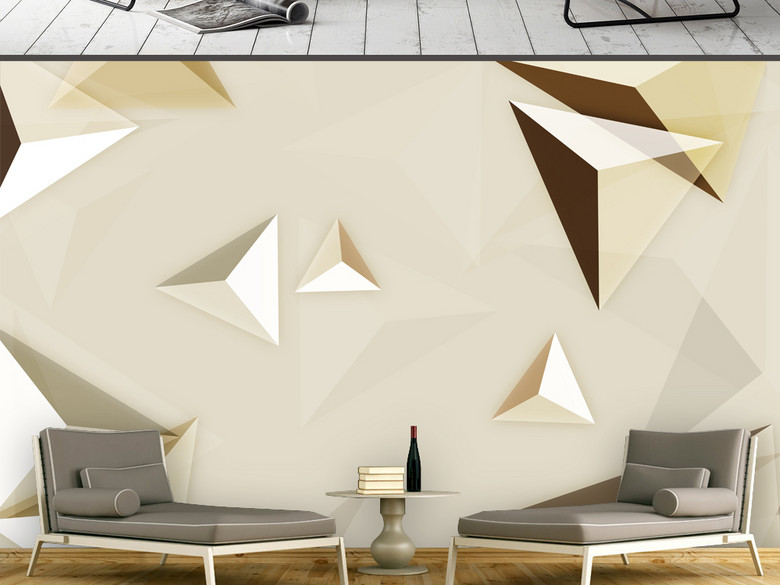 唯美现代抽象几何线条图案电视背景墙(图片编