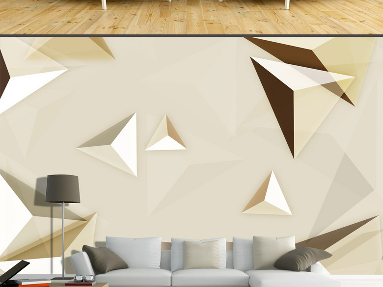 唯美现代抽象几何线条图案电视背景墙(图片编