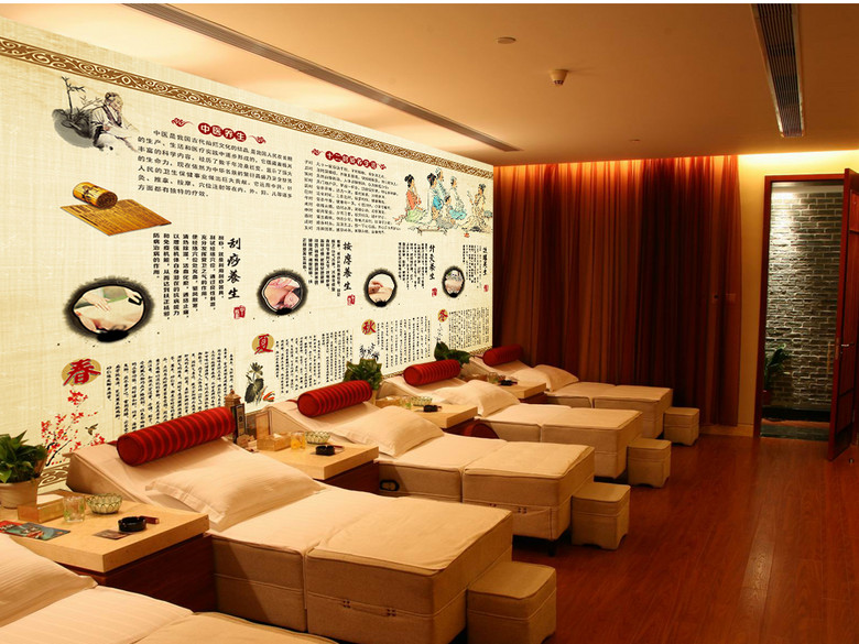 新中式中医文化中医养生馆针灸推拿背景墙(图