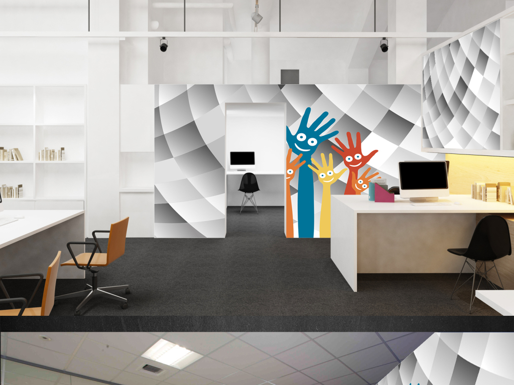 黑白灰格子办公室创意壁纸图片设计素材_高清其他模板下载(3.24MB)18955799519分享_墙贴大全-我图网