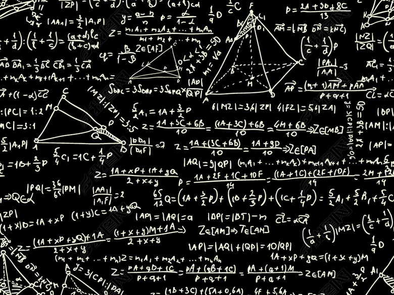 黑板上数学题公式方程式几何题校园学霸高数图