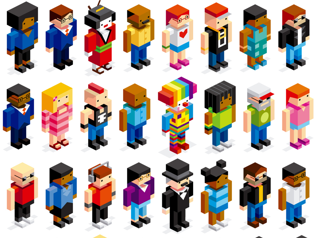 方块小人3D人物卡通动漫人物积木