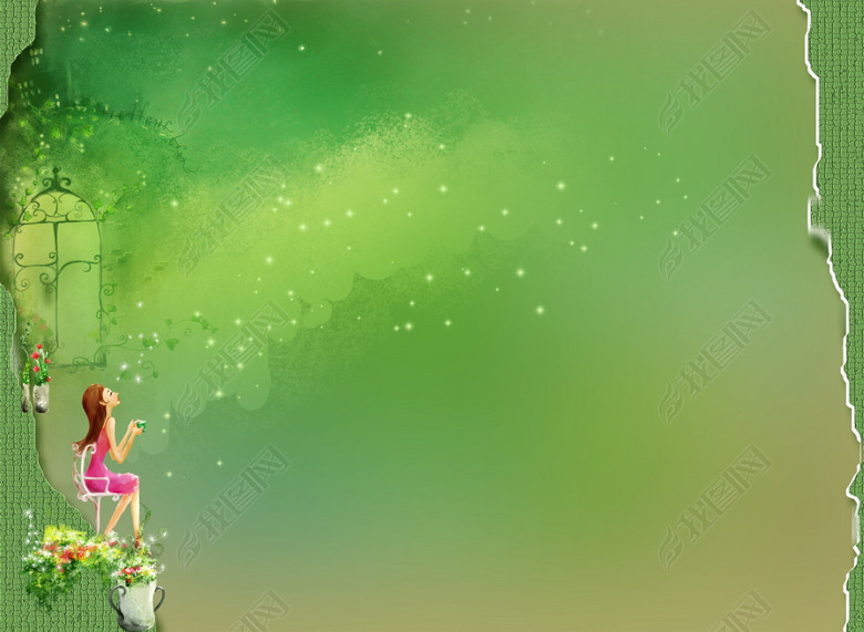 绿色环保唯美春天女孩憧憬美好未来海报图(图