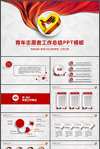 青年志愿者总结报告PPT模板