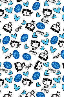 矢量小猫和足球儿童服装印花图案