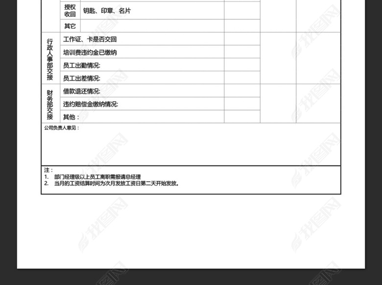 人力资源行政人事文员表格表单模板大全模板图