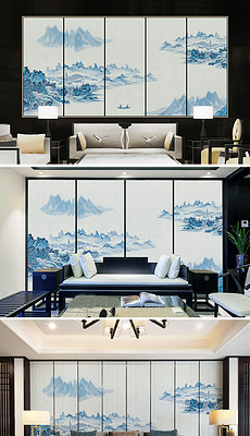 沙发背景墙装饰画客厅现代中式风 230x400a0a0