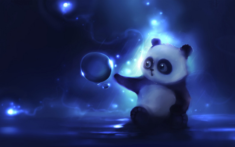 卡通可爱熊猫梦幻梦境挂画儿童高清壁画模板(