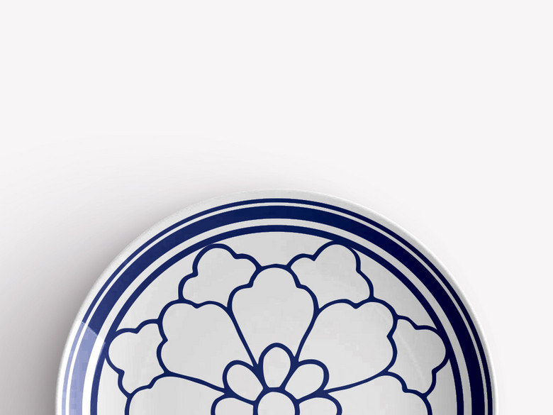 中国传统简约花青花瓷圆盘图案(图片编号:163