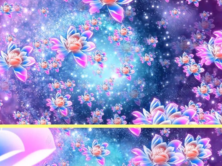 超唯美大气满屏莲花绽放动画LED大屏幕舞台背