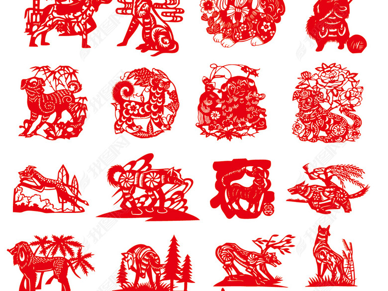2018狗年矢量图狗年剪纸剪影120款图片下载a