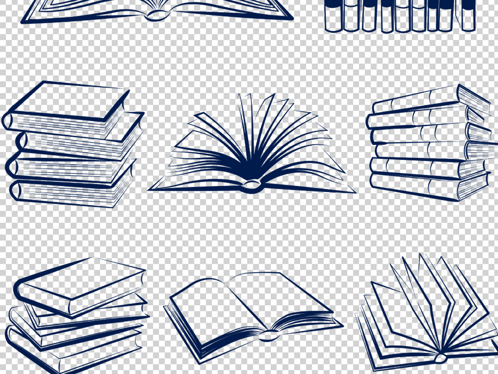 手绘书本PNG透明背景素材