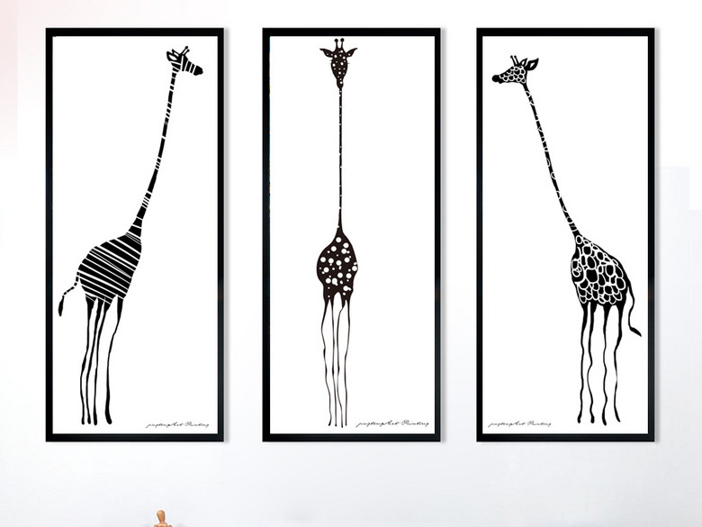 长颈鹿抽象客厅餐厅挂画玄关装饰画(图片编号