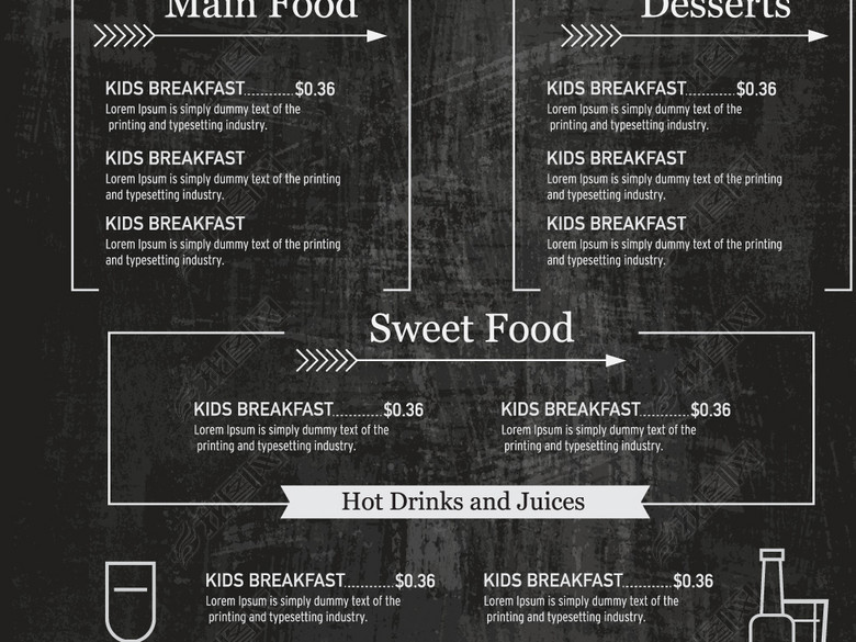 点餐单菜谱餐饮酒店酒水单黑板粉笔字图片下载